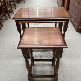 Solid Oak Nest of Three Tables