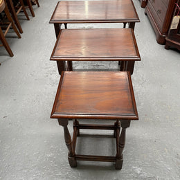 Solid Oak Nest of Three Tables