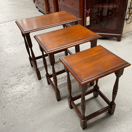 Solid Oak Nest of Three Tables