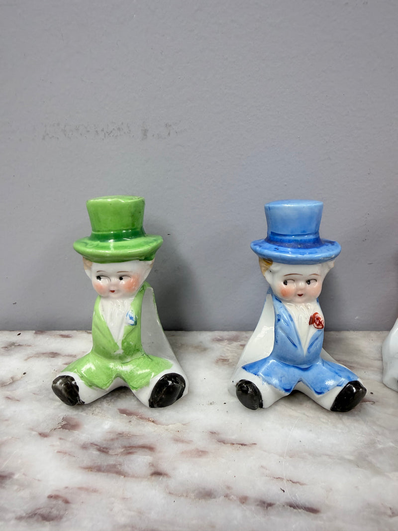 Set of 4 Vintage Napkin Ring of Boy In Top Hat