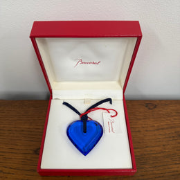 Stunning Cobalt Blue Baccarat Crystal Heart Pendant