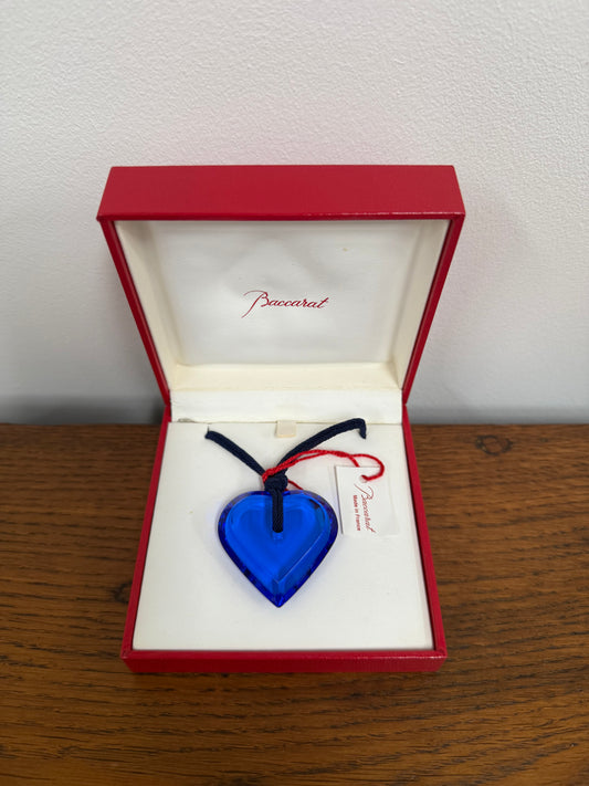 Stunning Cobalt Blue Baccarat Crystal Heart Pendant