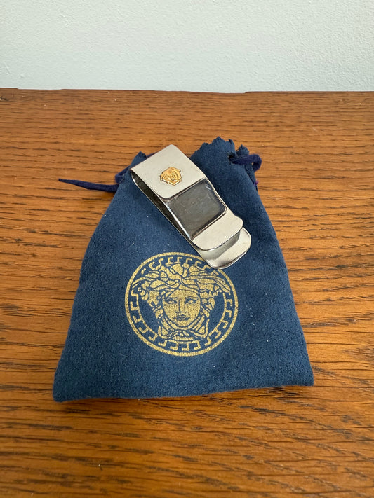 Versace Style Stainless Steel & 18k Money Clip