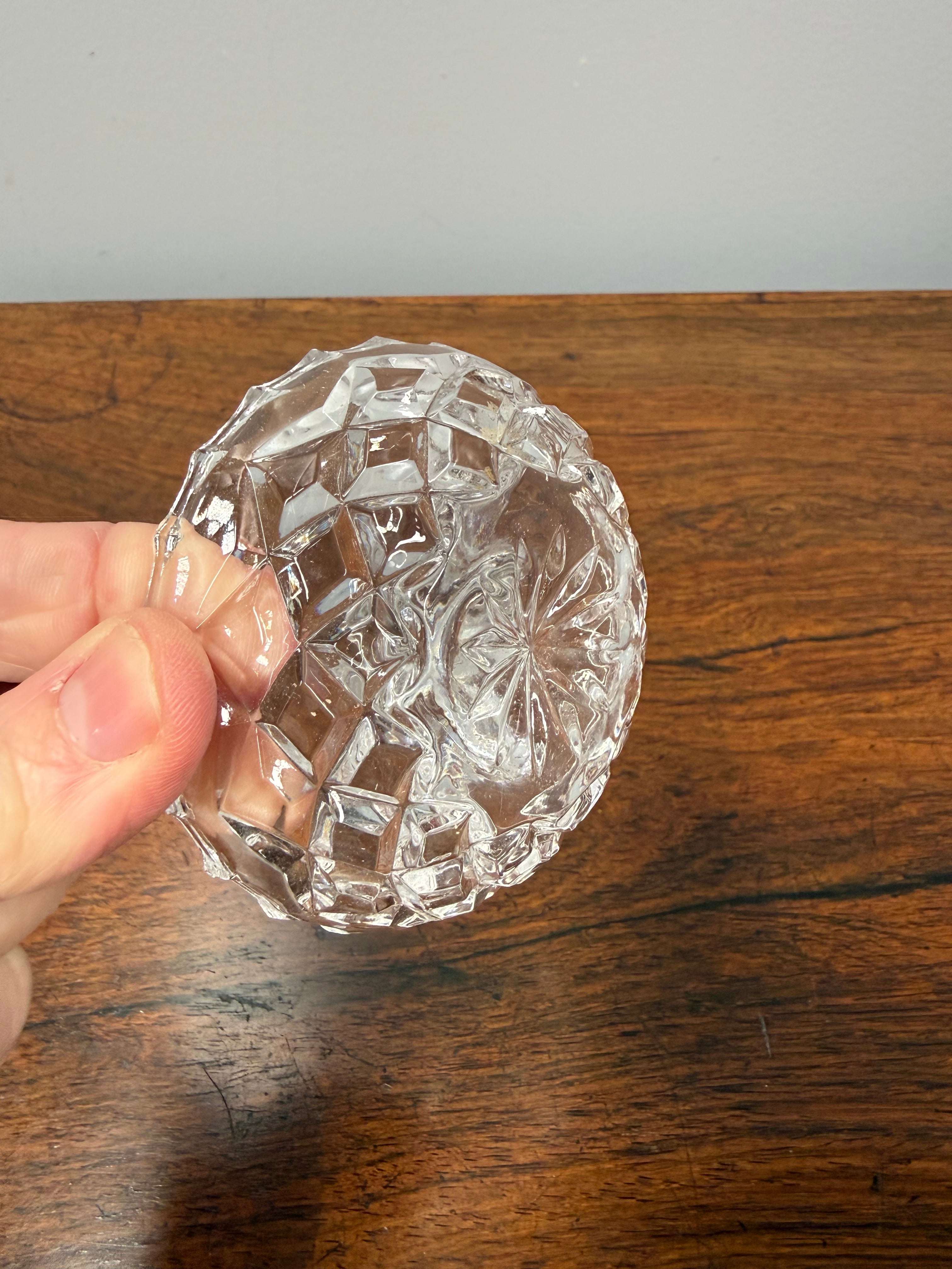 Vintage Cut Crystal Ring Holder Jewellery Dish
