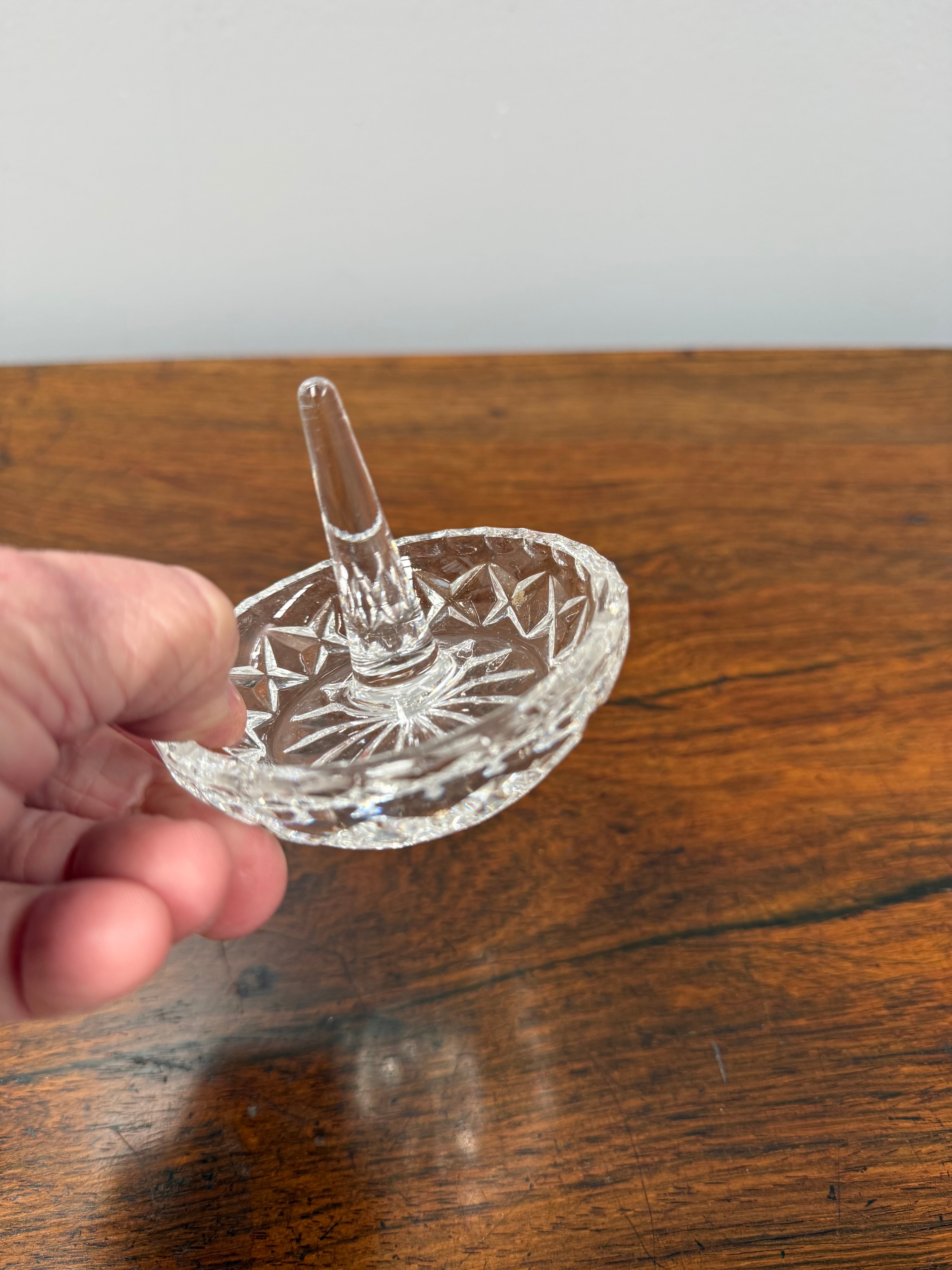 Vintage Crystal Glass Ring Holder Jewellery Dish
