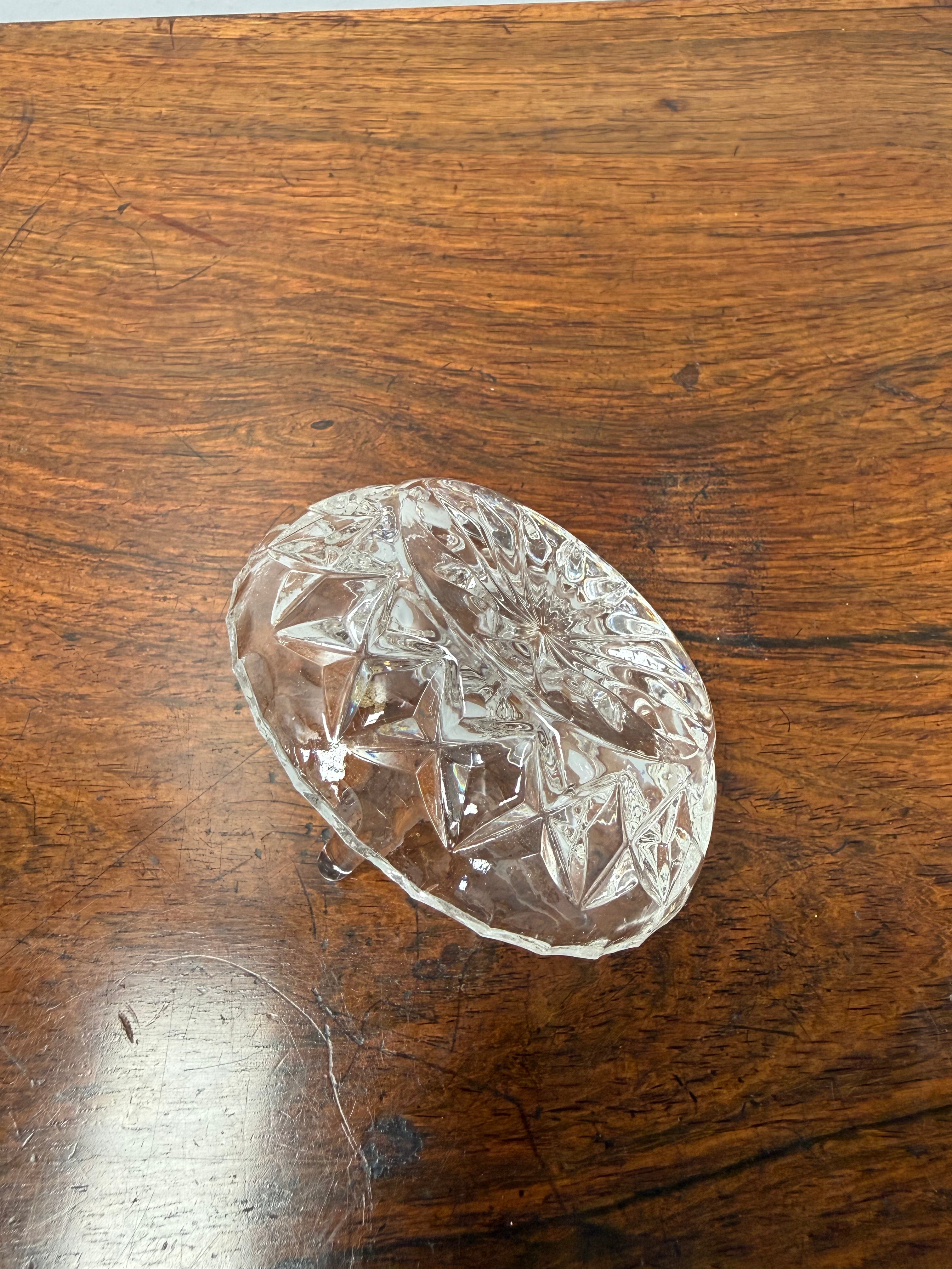 Vintage Crystal Glass Ring Holder Jewellery Dish