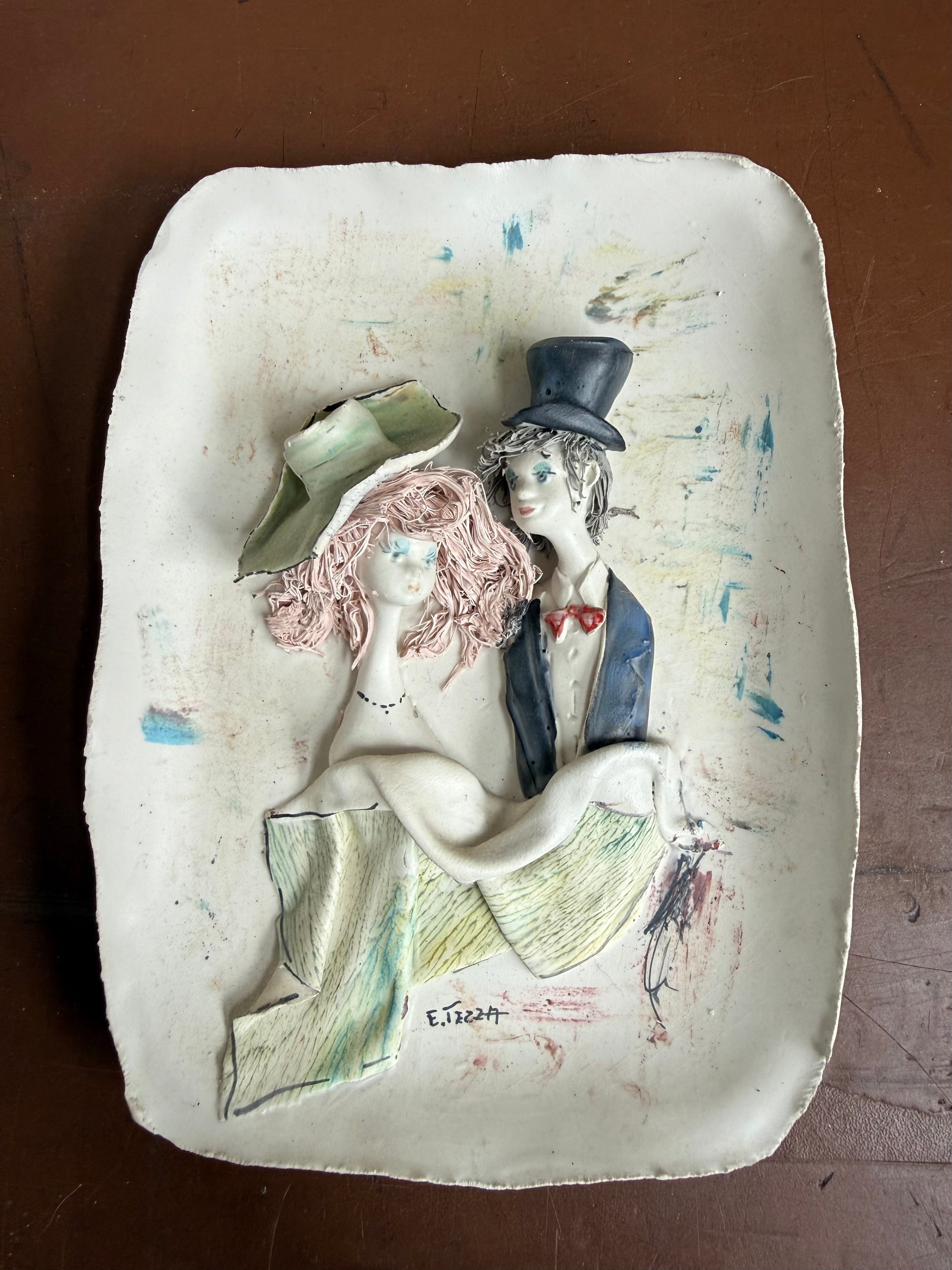 Vintage Italian Wall Plaque Signed "Tezza"