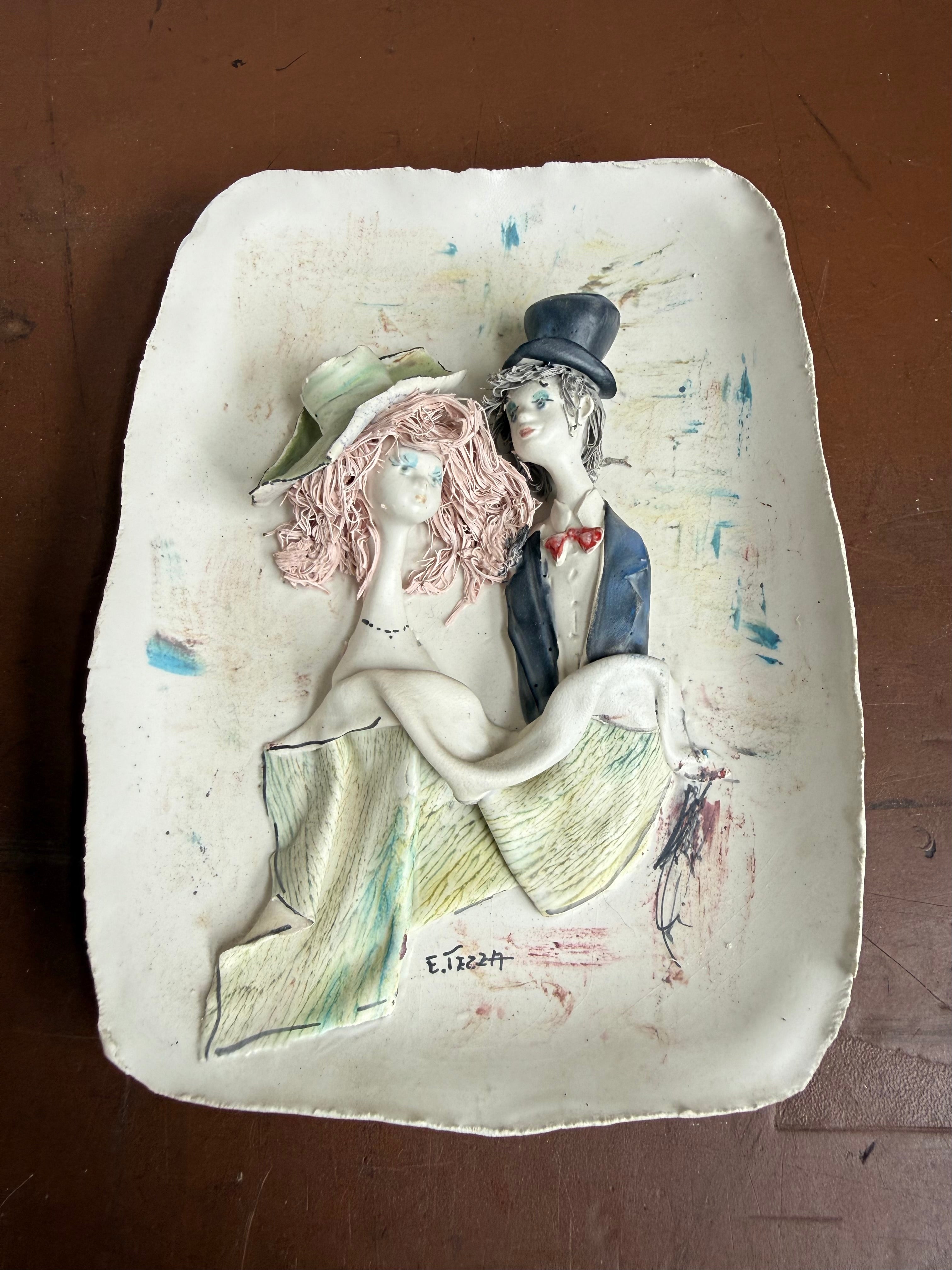 Vintage Italian Wall Plaque Signed "Tezza"