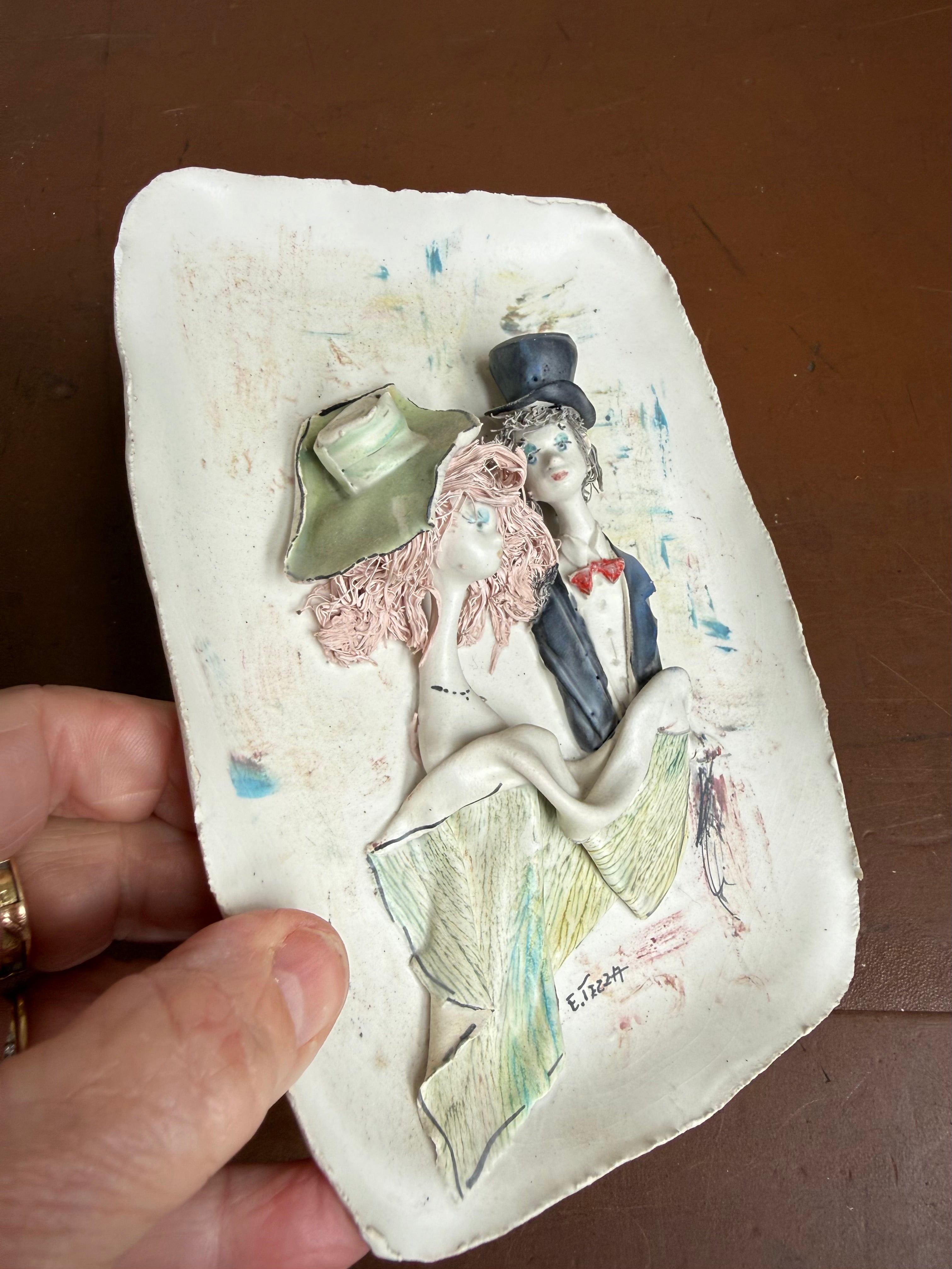 Vintage Italian Wall Plaque Signed "Tezza"