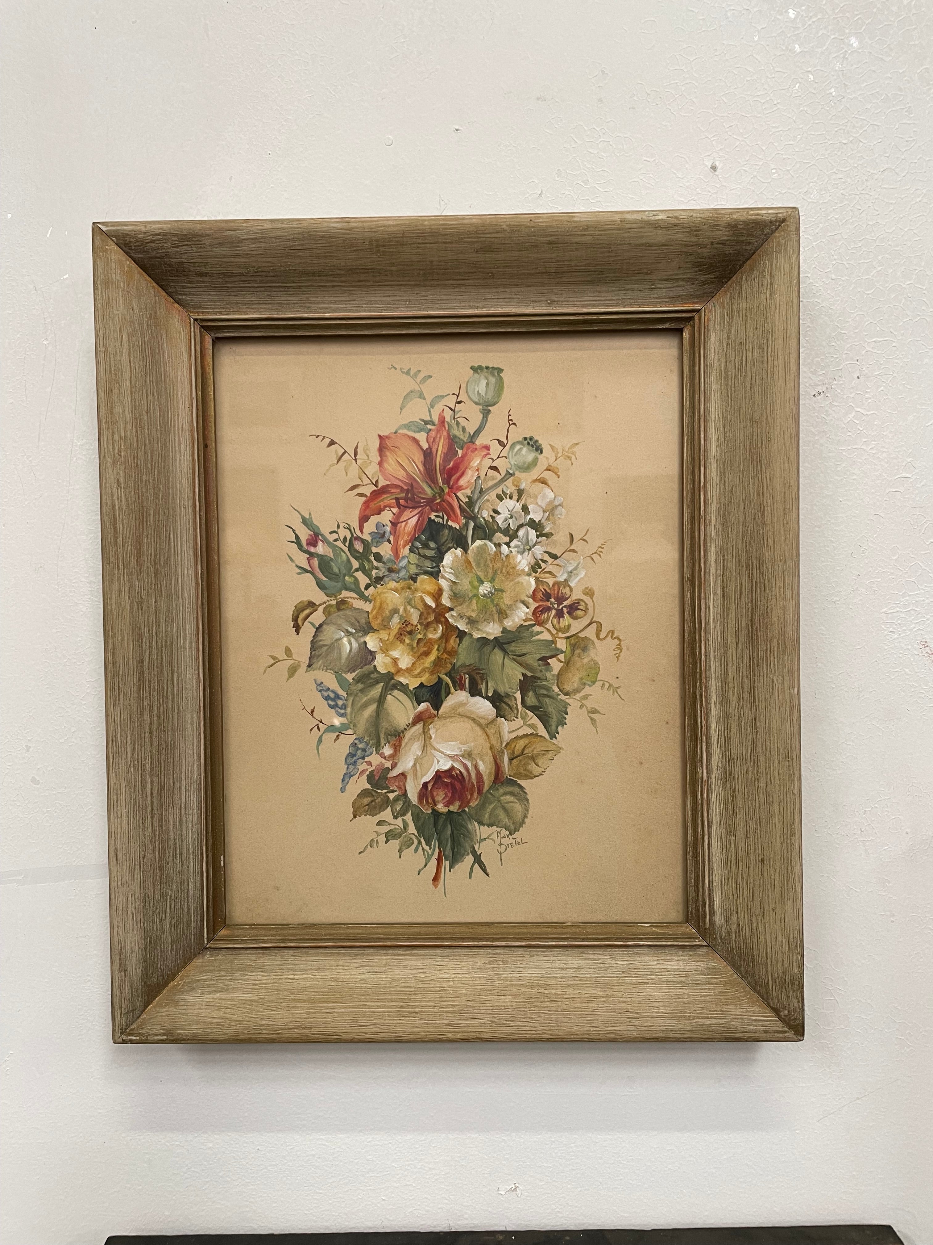 Floral Watercolour Signed Farmed | Antique & Vintage | Moonee Ponds Antiques | Australia Wide Delivery