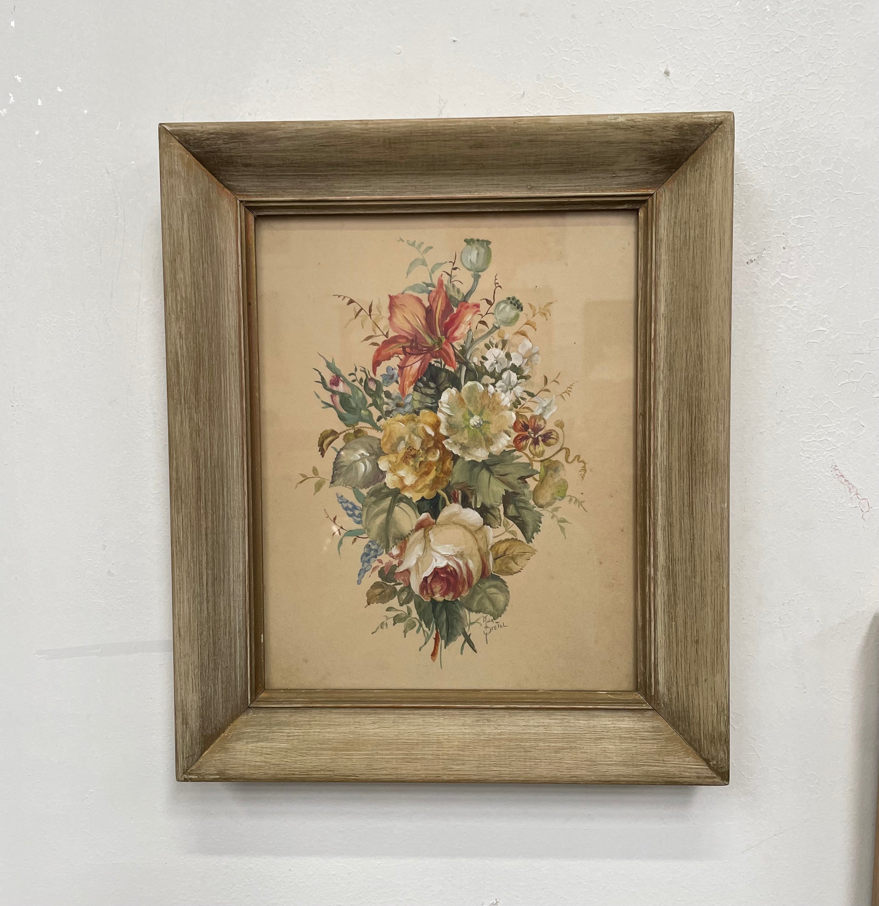 Floral Watercolour Signed Farmed | Antique & Vintage | Moonee Ponds Antiques | Australia Wide Delivery