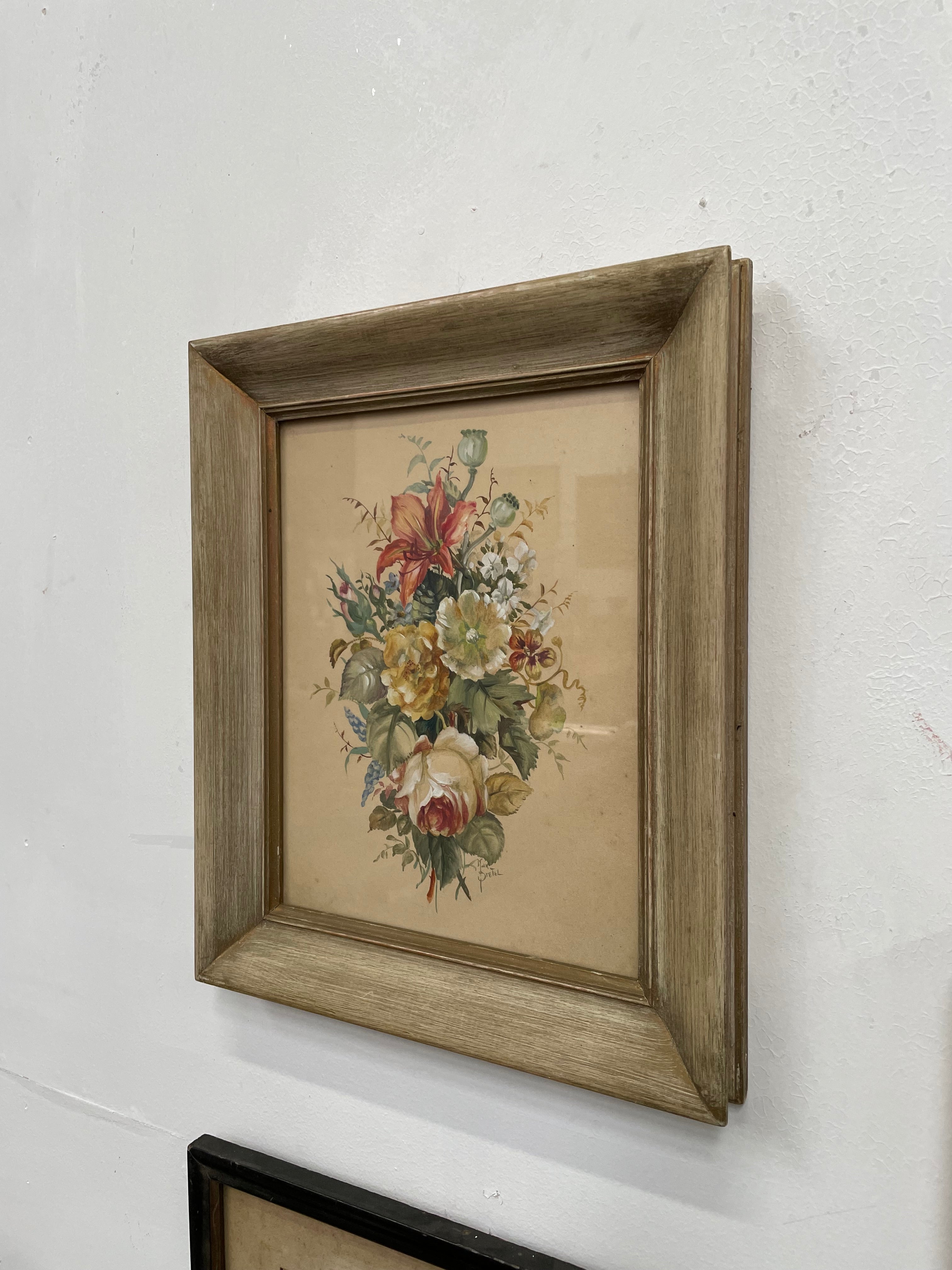 Floral Watercolour Signed Farmed | Antique & Vintage | Moonee Ponds Antiques | Australia Wide Delivery