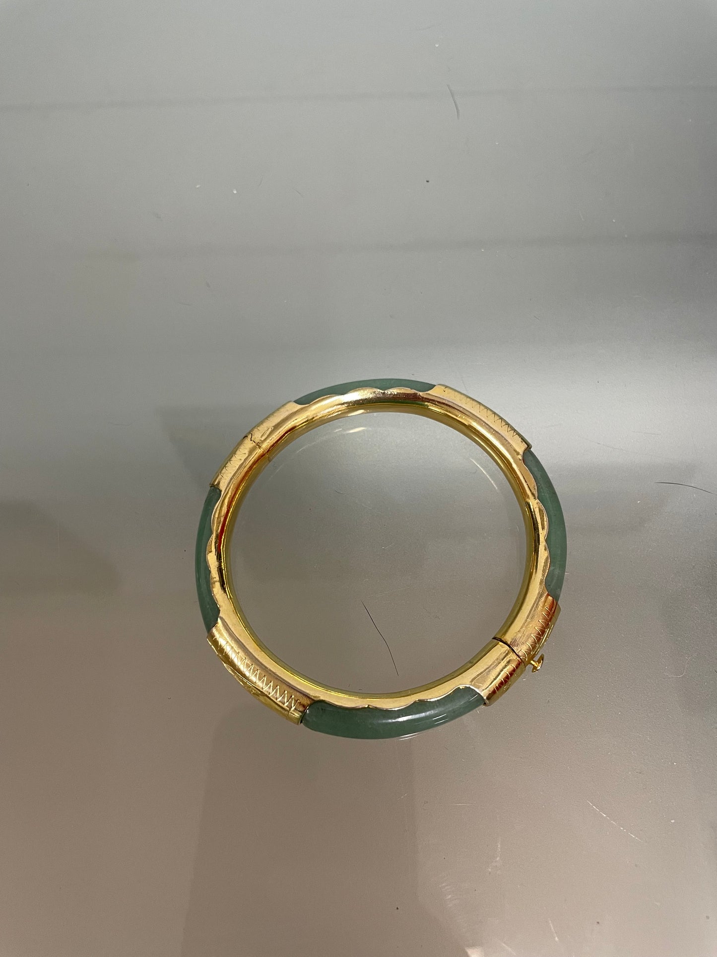 Vintage Chinese Jade & Gilt Metal Bracelet