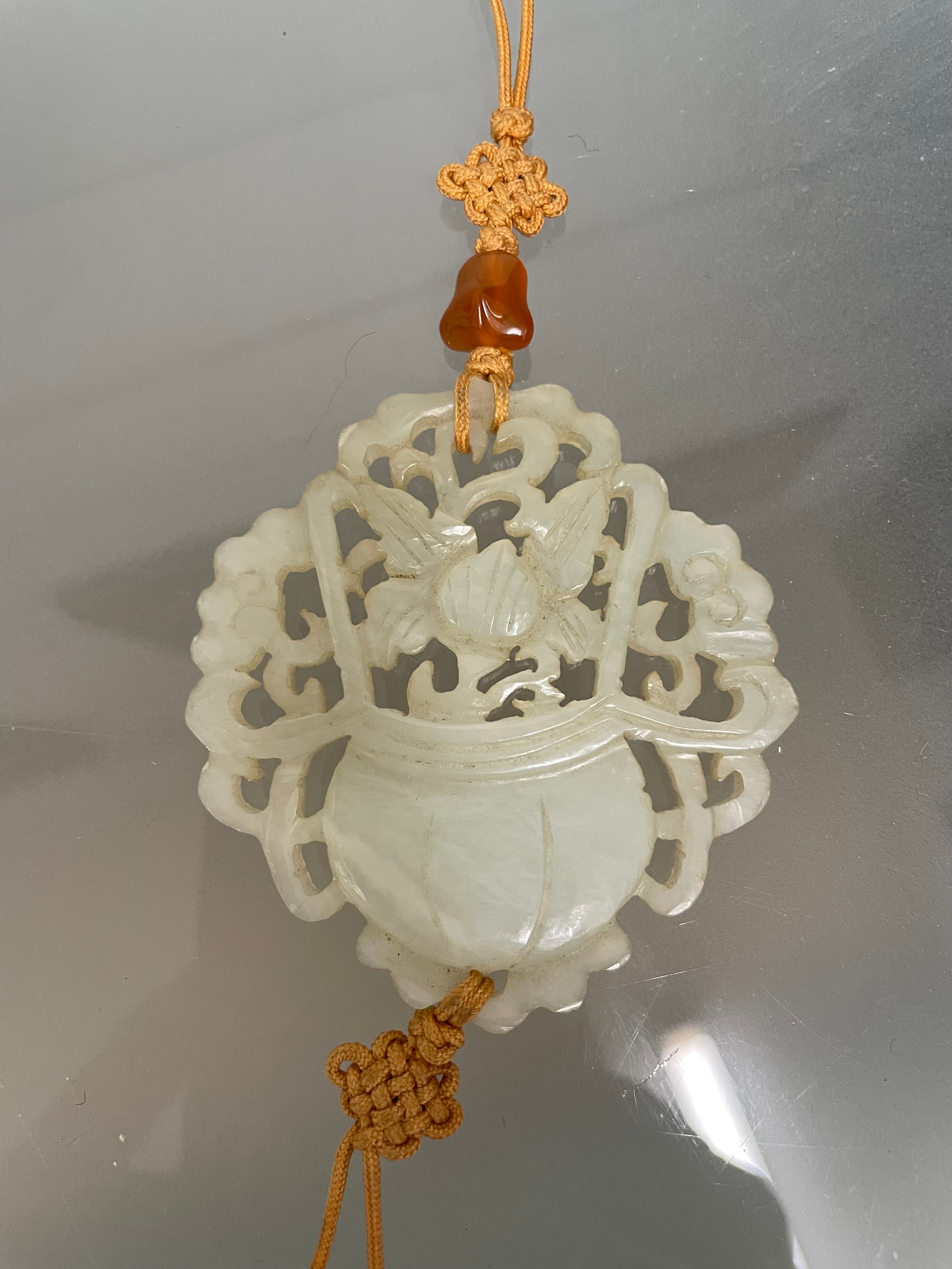 Antique Chinese Carved Green Jade Pendant | Antique & Vintage | Moonee Ponds Antiques | Australia Wide Delivery
