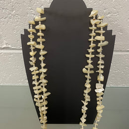 Vintage Opera Length Mother Of Pearl & Seed Pearl Necklace