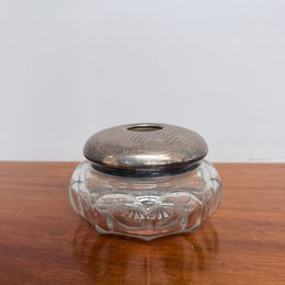 Antique Cut Glass & Silver Plated Vanity Jar