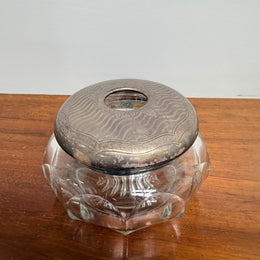 Antique Cut Glass & Silver Plated Vanity Jar