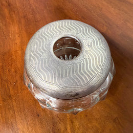 Antique Cut Glass & Silver Plated Vanity Jar