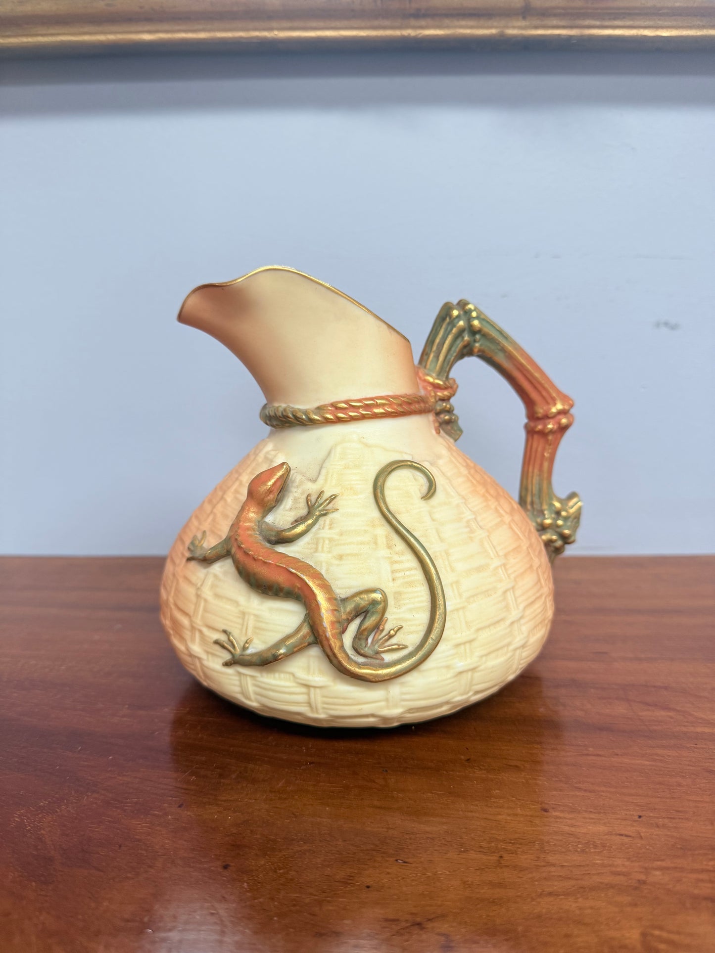 Antique Royal Worcester Lizard Design Jug