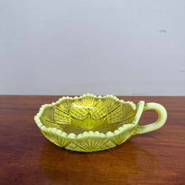 Late Victorian Vaseline Glass Dish With Handle