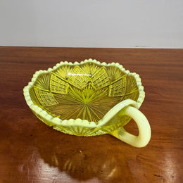 Late Victorian Vaseline Glass Dish With Handle