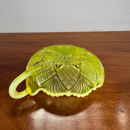 Late Victorian Vaseline Glass Dish With Handle