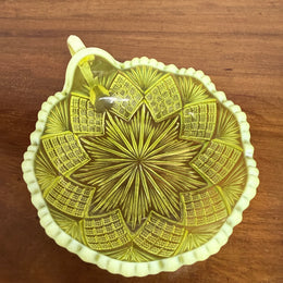 Late Victorian Vaseline Glass Dish With Handle
