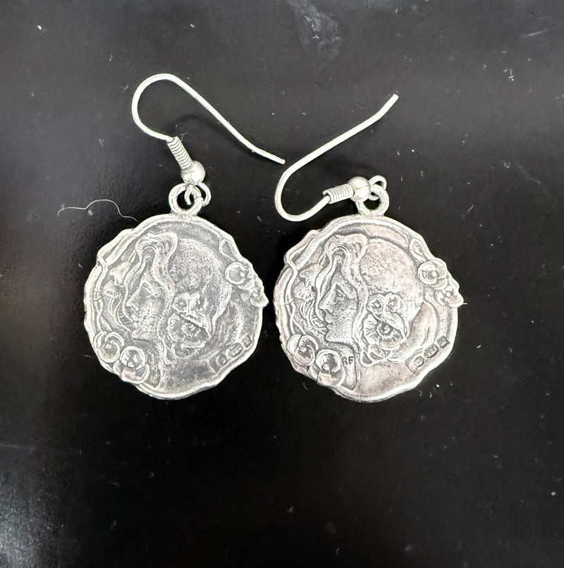 Pair Vintage Art Nouveau Silver (925) Earrings