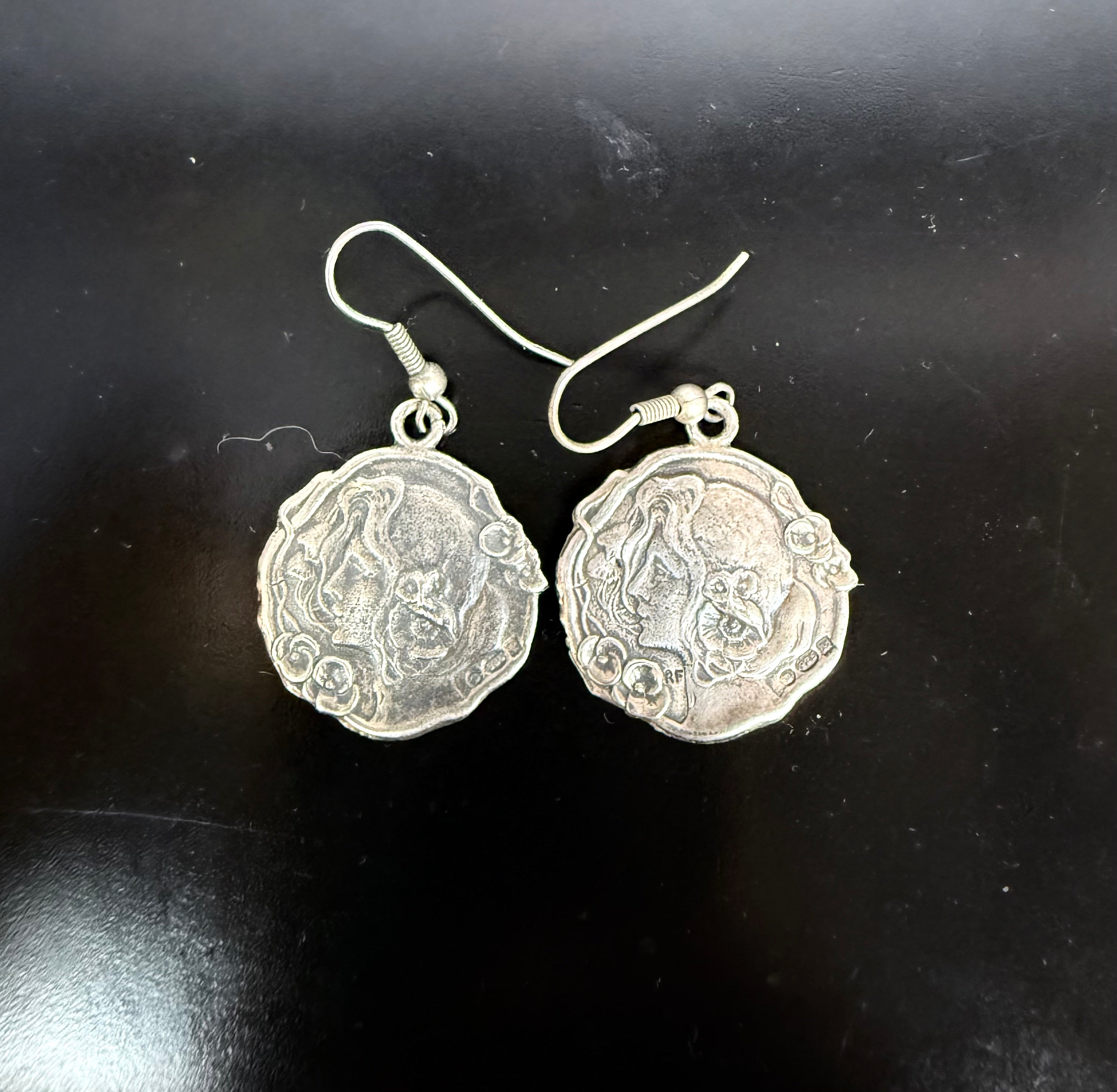 Pair Vintage Art Nouveau Silver (925) Earrings