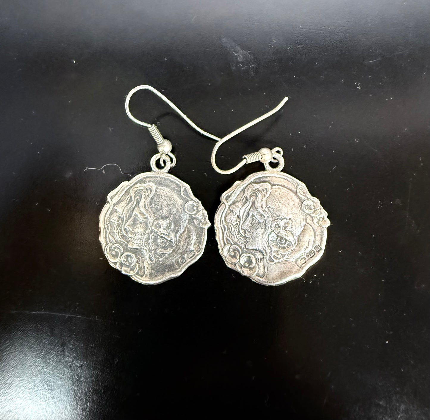 Pair Vintage Art Nouveau Silver (925) Earrings
