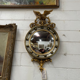 Stunning Gilt Framed Convex Mirror Featuring An Eagle