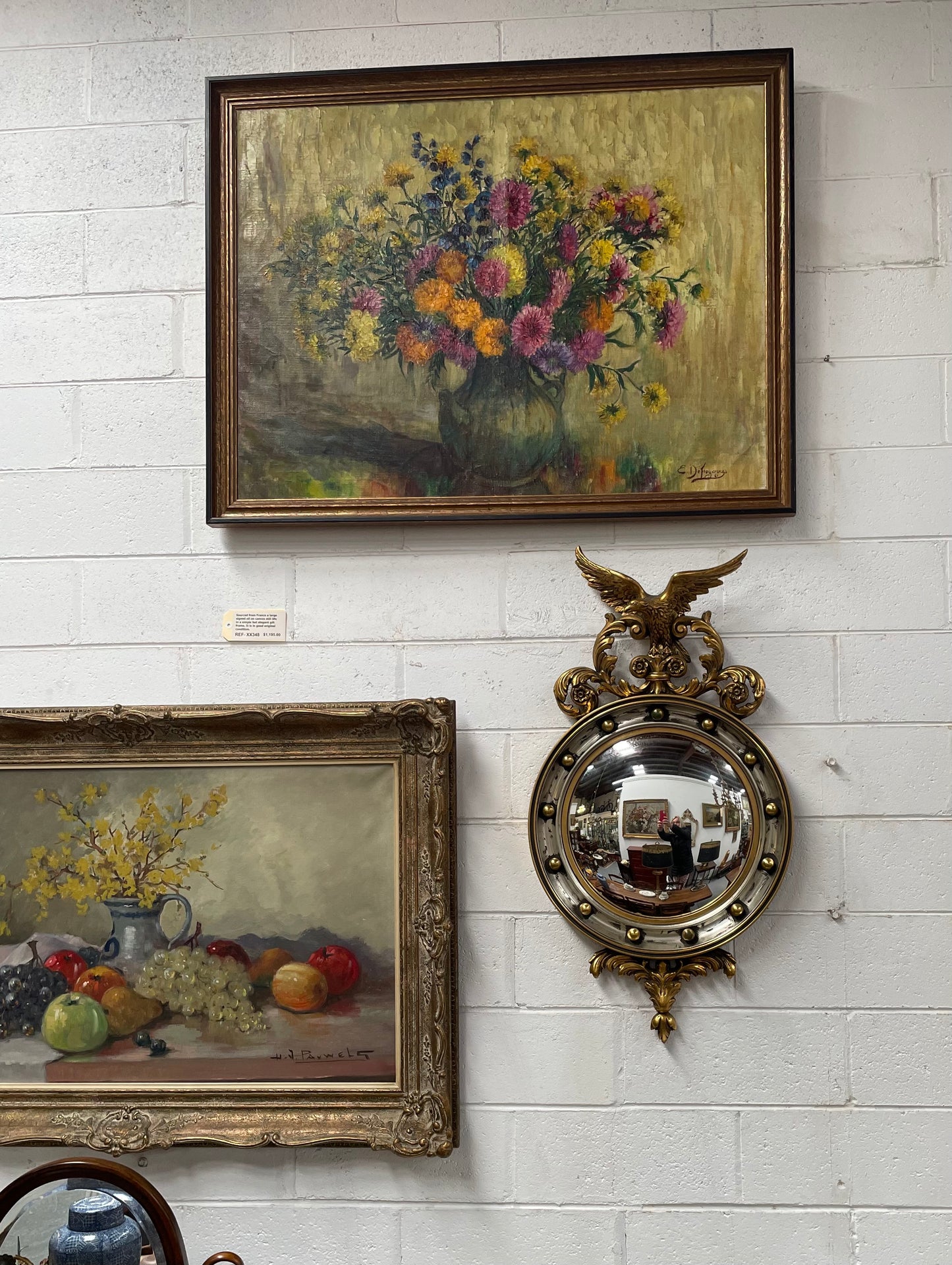 Stunning Gilt Framed Convex Mirror Featuring An Eagle