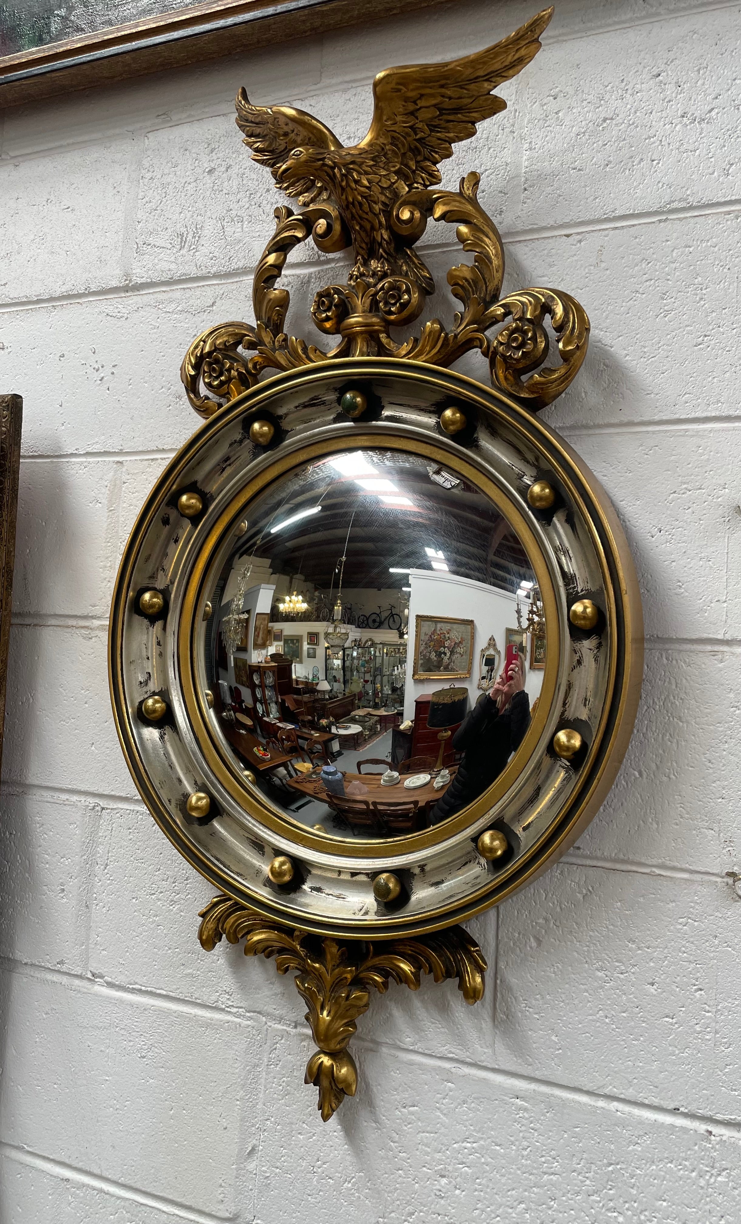 Stunning Gilt Framed Convex Mirror Featuring An Eagle | Antique & Vintage | Moonee Ponds Antiques | Australia Wide Delivery