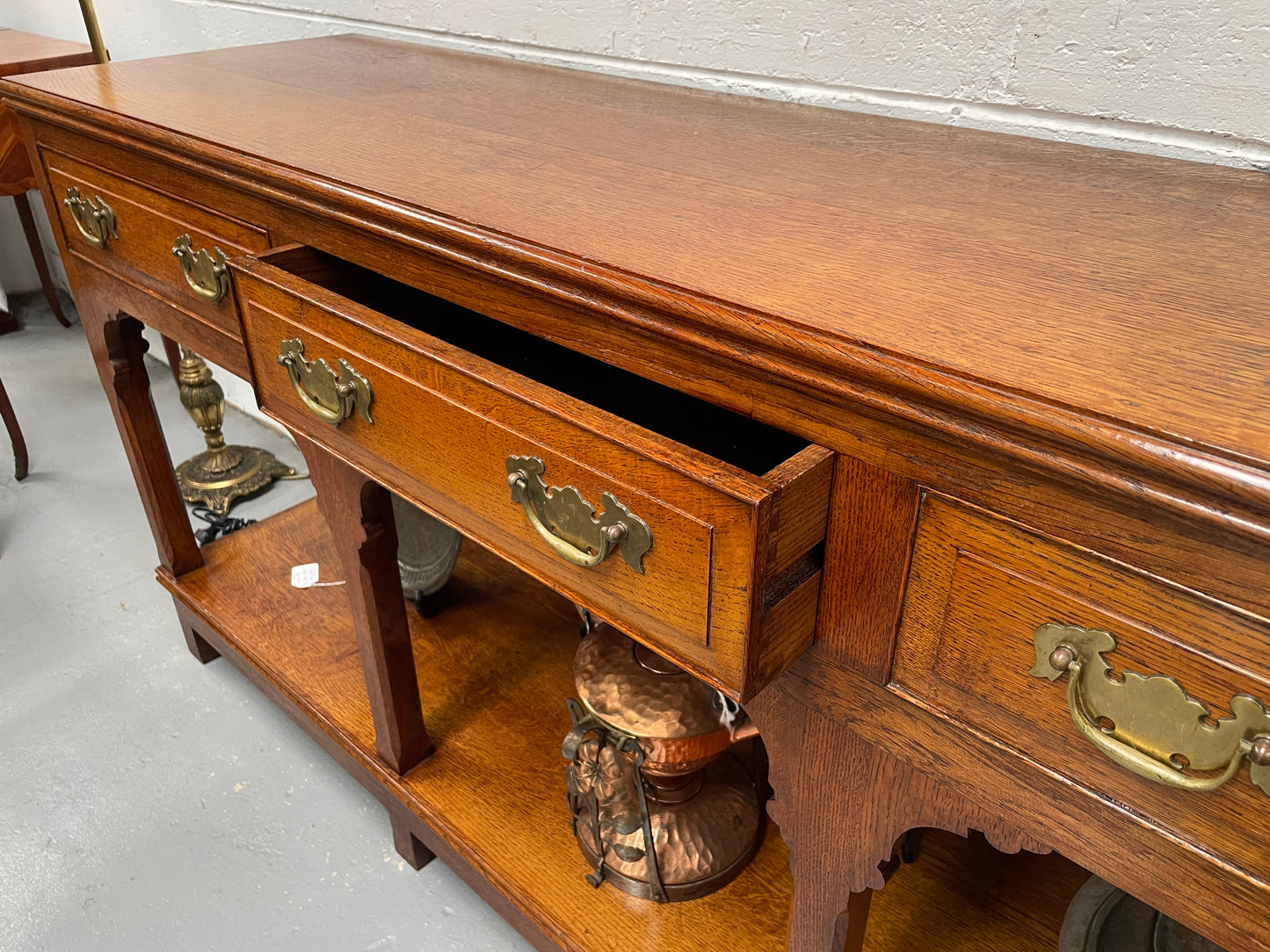 English Oak Three Drawer Kitchen Dresser Base \ Console Table