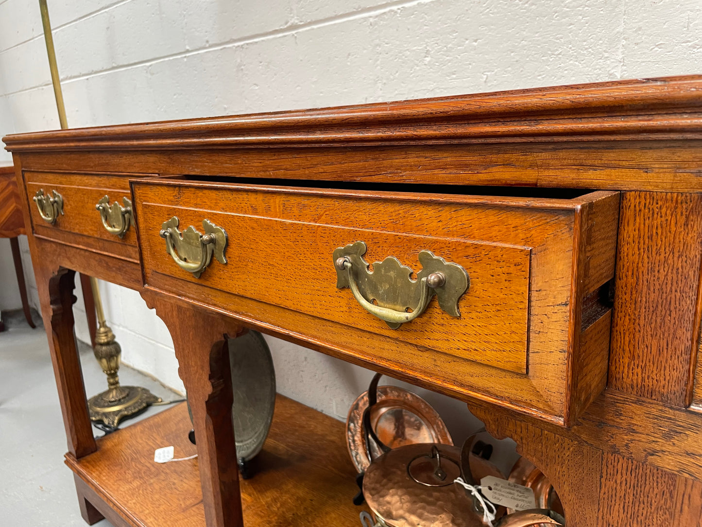 English Oak Three Drawer Kitchen Dresser Base \ Console Table