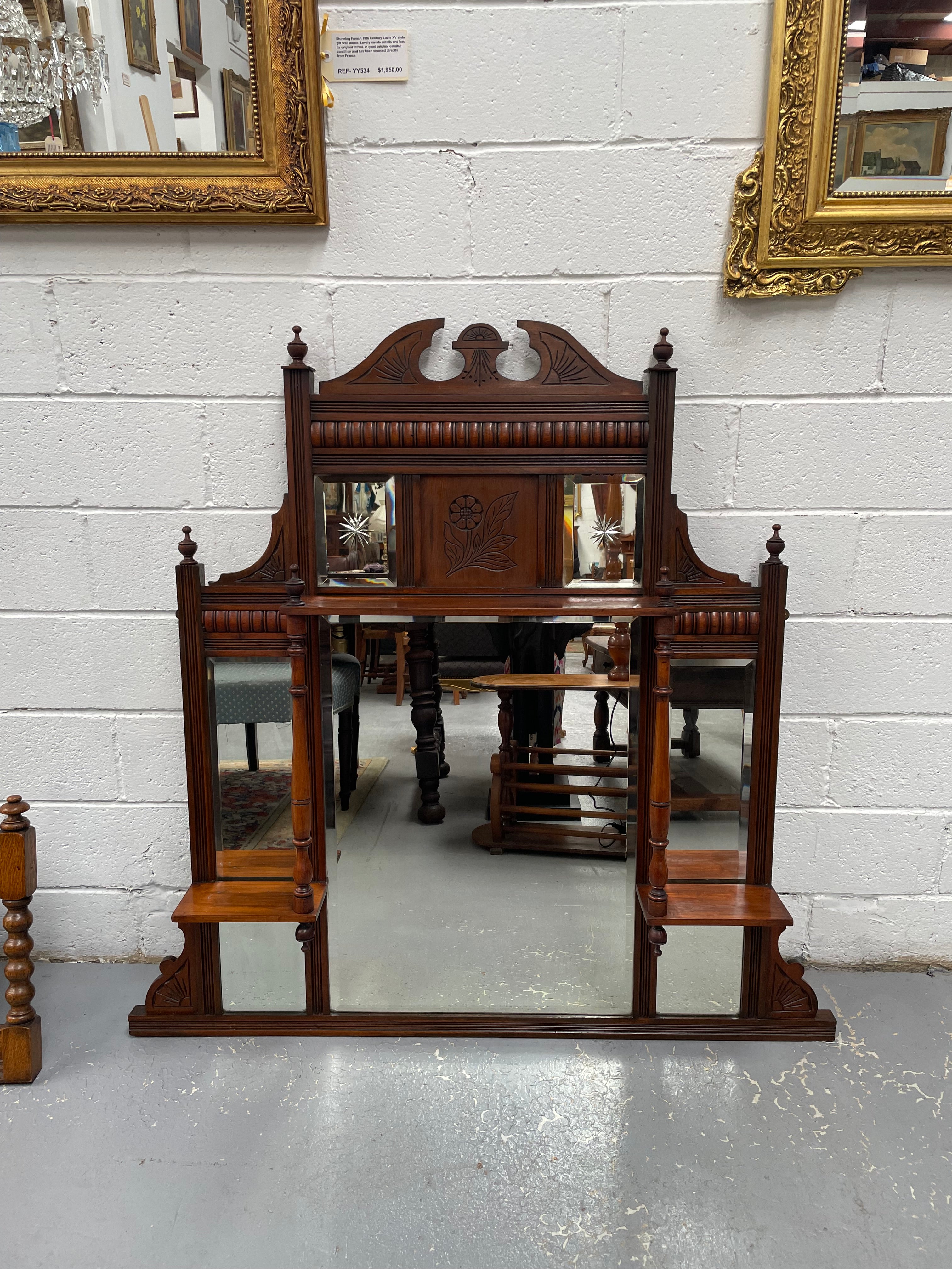 Edwardian Two Tier Over Mantle Mirrorr | Antique & Vintage | Moonee Ponds Antiques | Australia Wide Delivery
