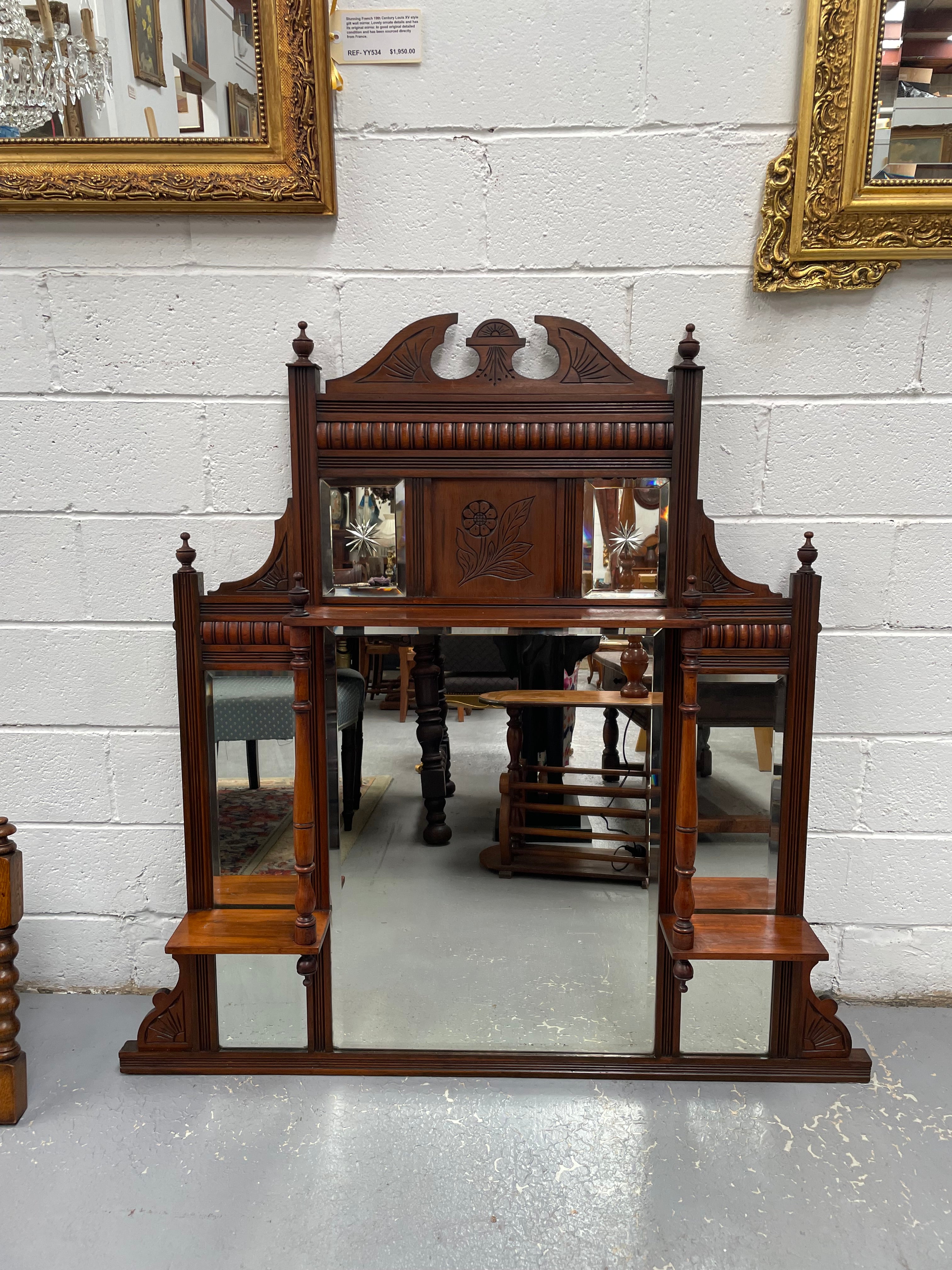Edwardian Two Tier Over Mantle Mirrorr | Antique & Vintage | Moonee Ponds Antiques | Australia Wide Delivery