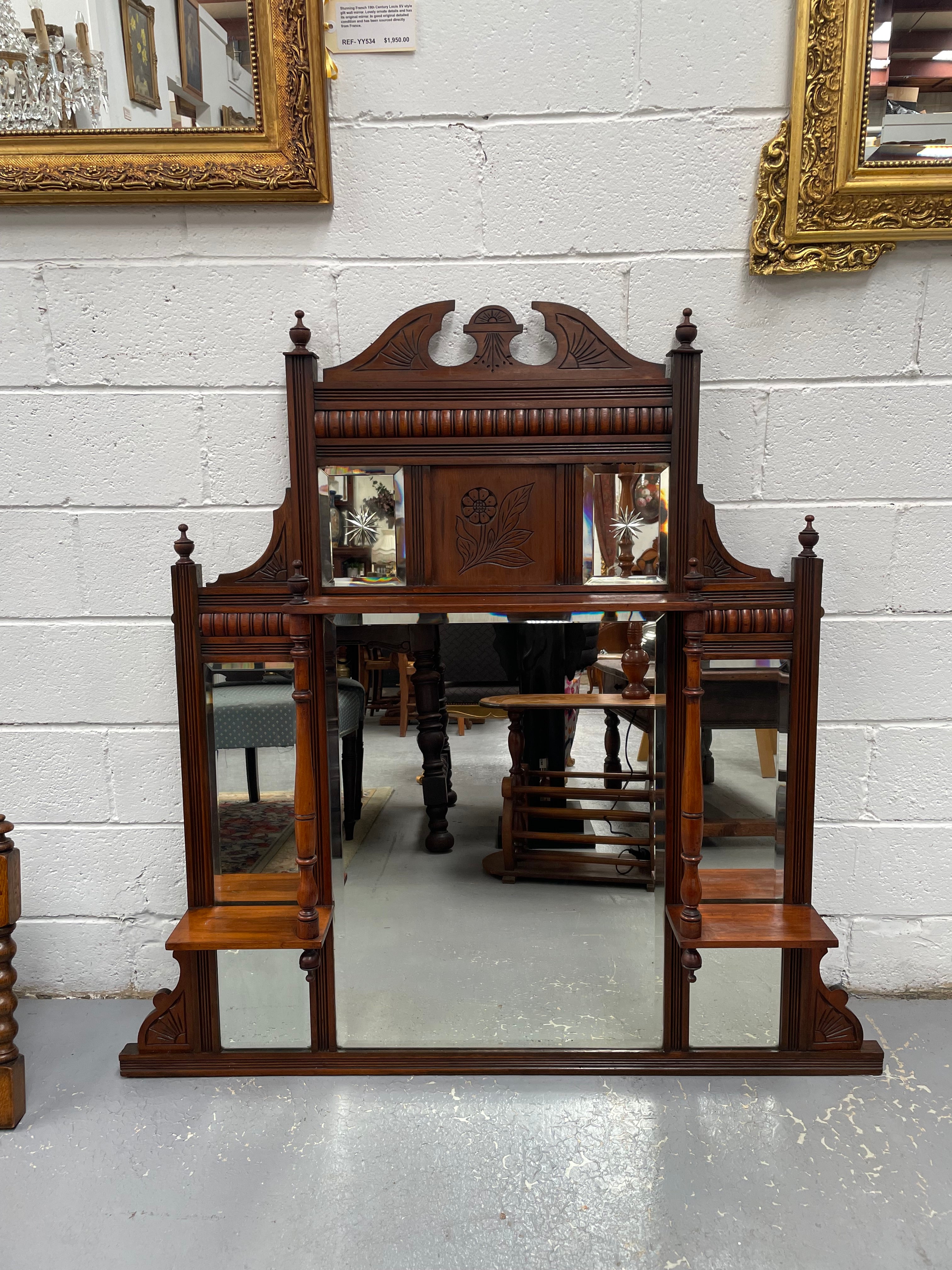 Edwardian Two Tier Over Mantle Mirrorr | Antique & Vintage | Moonee Ponds Antiques | Australia Wide Delivery