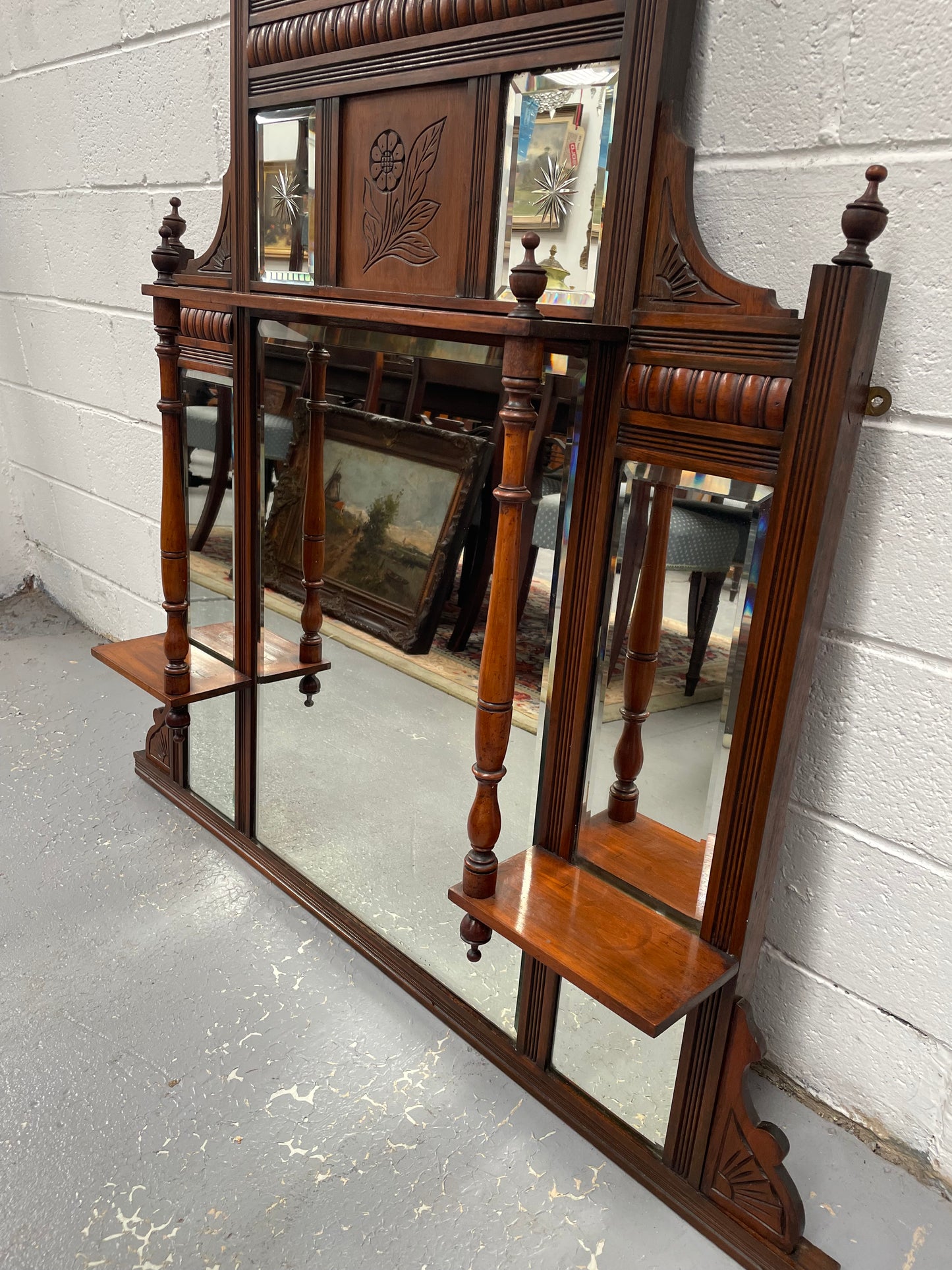 Edwardian Two Tier Over Mantle Mirrorr