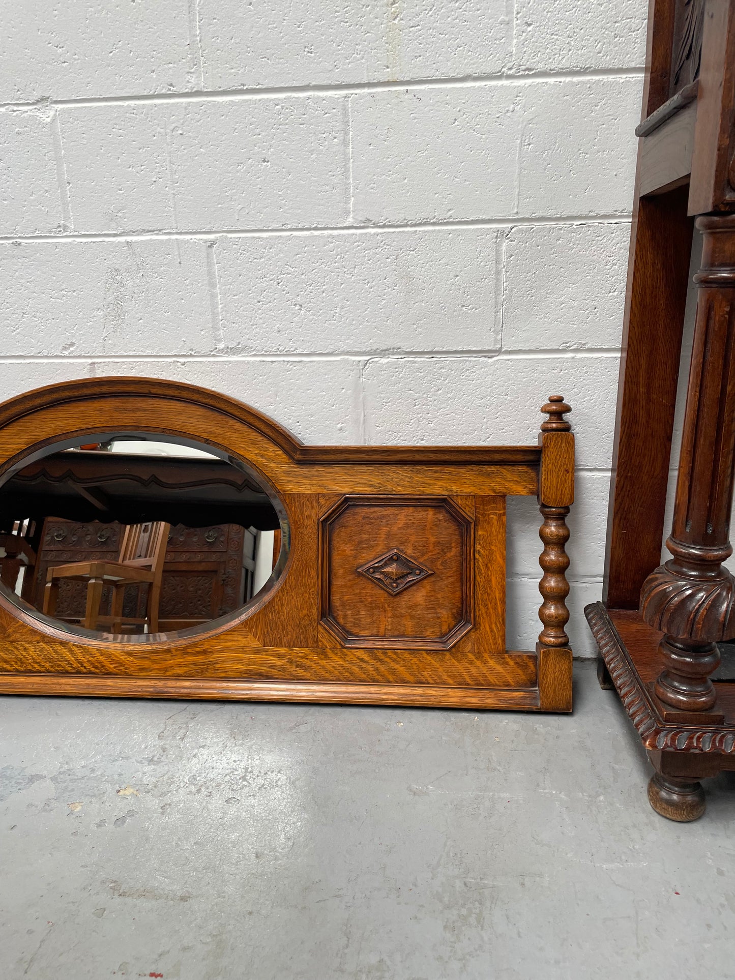 Lovely Tudor Style Oak Carved Mirror