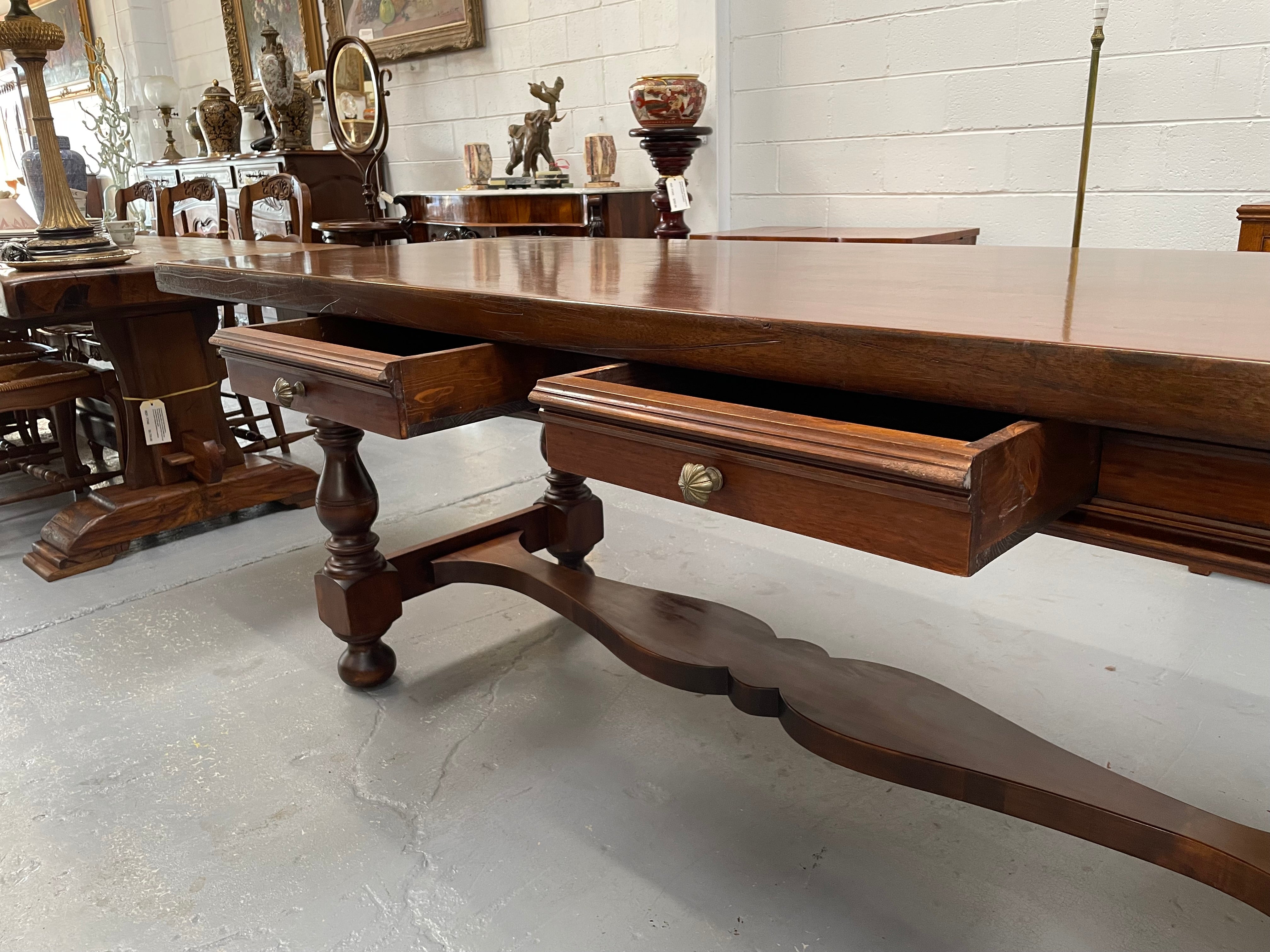 Vintage French Walnut Refectory Table or Two Drawer Desk | Antique & Vintage | Moonee Ponds Antiques | Australia Wide Delivery