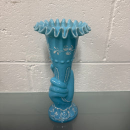 Victorian Opaline Hand Painted Enamel Hand Vase