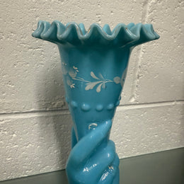 Victorian Opaline Hand Painted Enamel Hand Vase