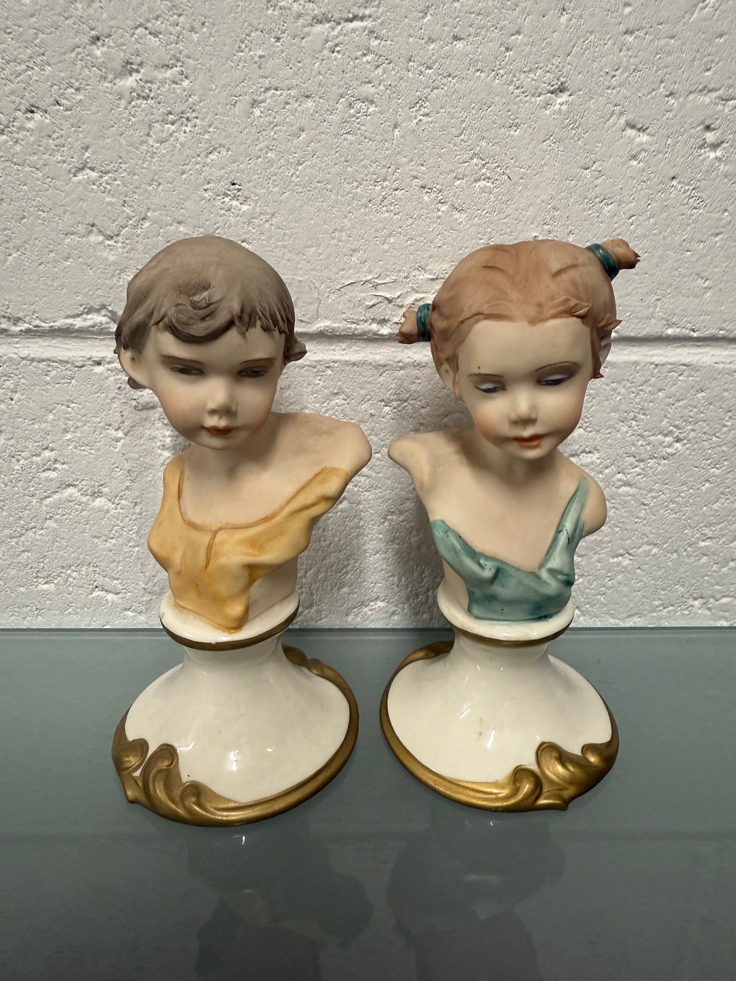 Pair Vintage Capodimonte Art Nouveau Style Busts