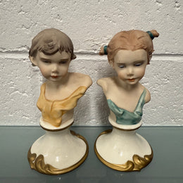 Pair Vintage Capodimonte Art Nouveau Style Busts