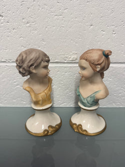 Pair Vintage Capodimonte Art Nouveau Style Busts | Antique & Vintage | Moonee Ponds Antiques | Australia Wide Delivery