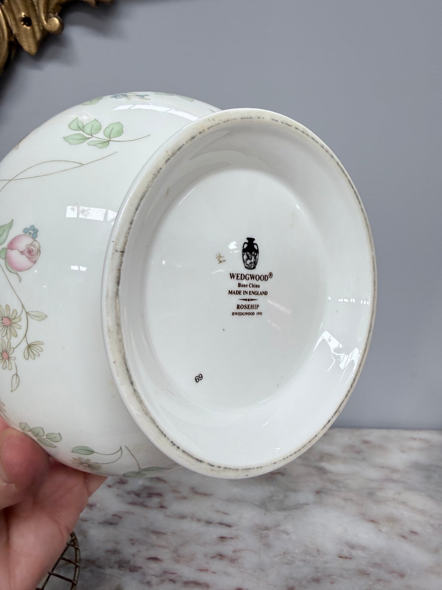 Vintage Wedgwood Rosehip Design Rose Bowl & Insert