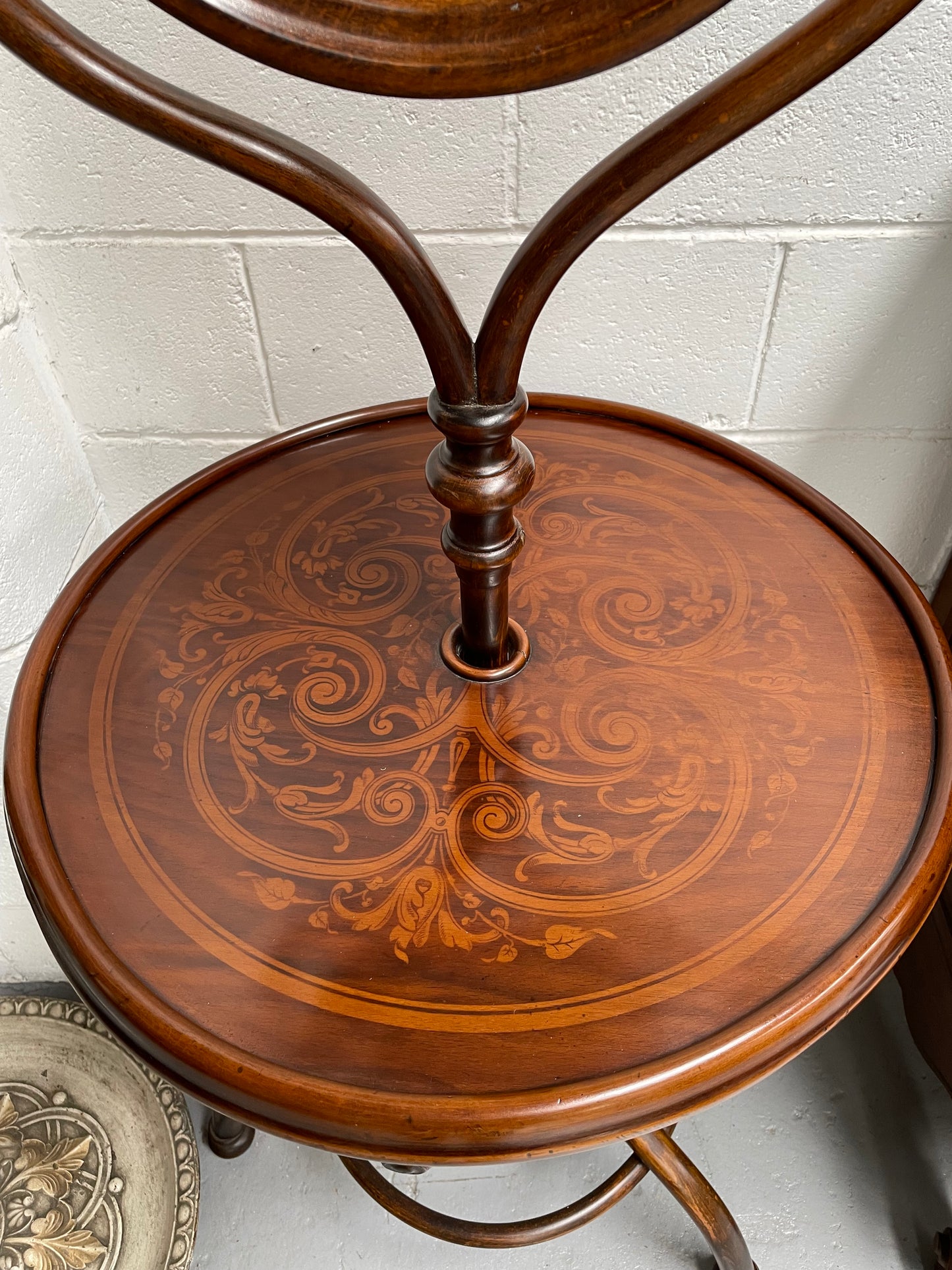 Antique Bentwood Dressing Stand With Table, Drawer & Mirror