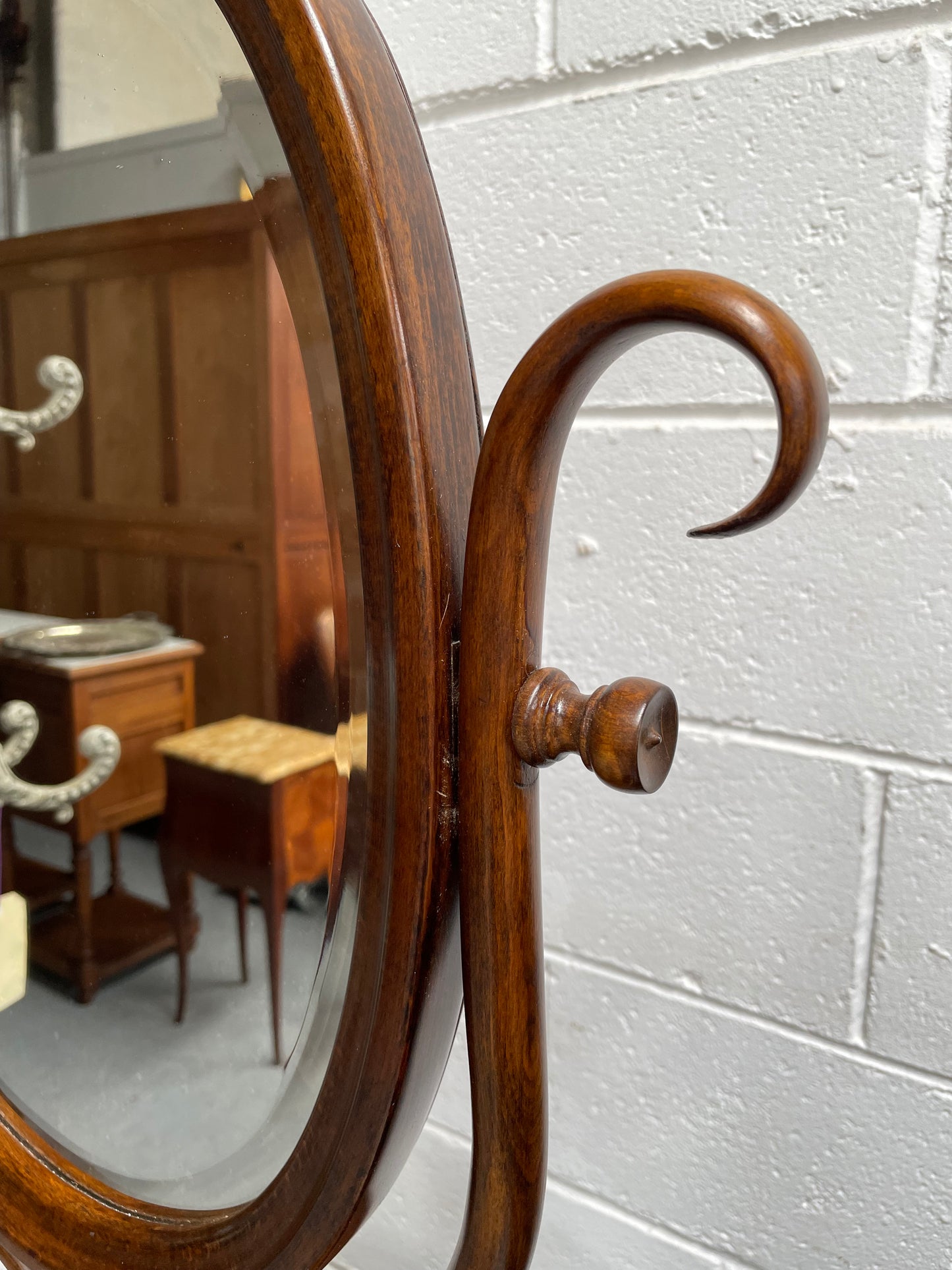 Antique Bentwood Dressing Stand With Table, Drawer & Mirror