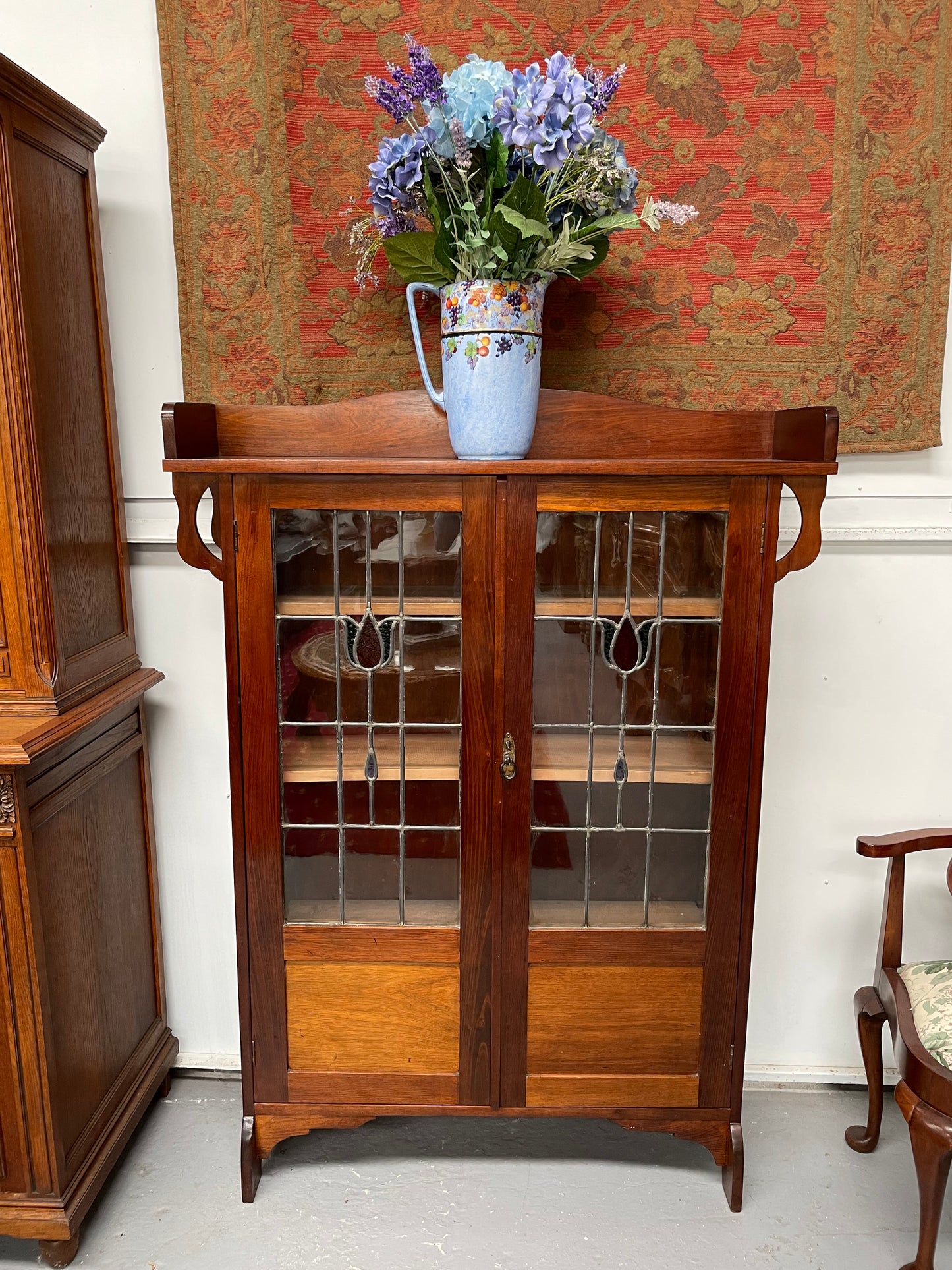 Antique Arts & Crafts Two Door Glass Bookcase/Display Cabinet